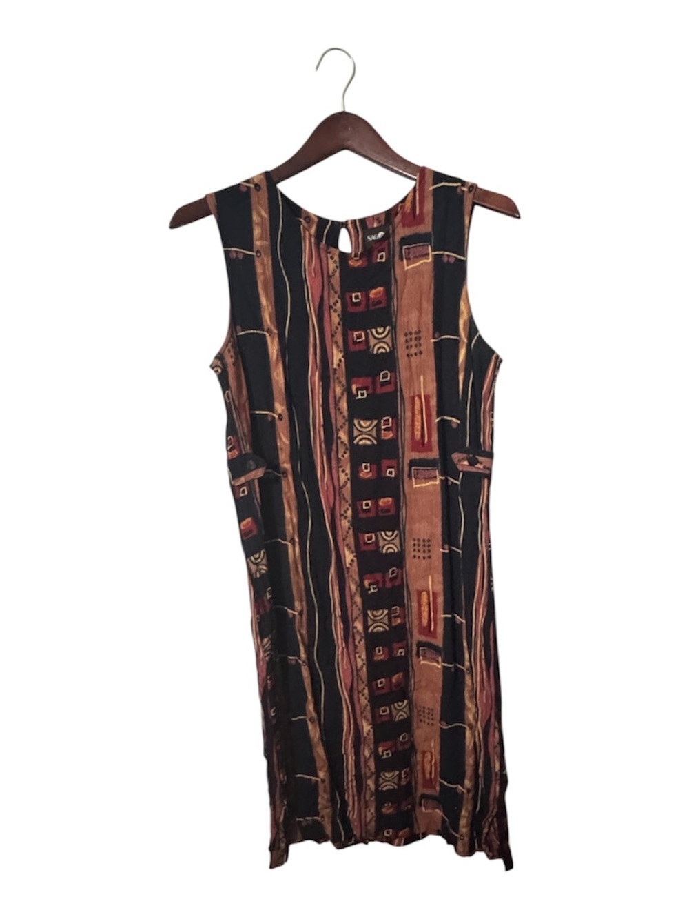 Vintage 1990s Sag Harbor Rayon Tunic Dress – Geometric Print